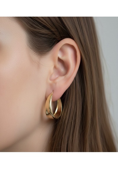 Xuping Modern Tasarım Halka Model Gold Renk Çelik Küpe