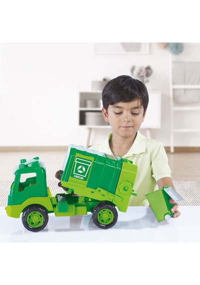 Sürtmeli Büyük Boy Geri Dönüşüm Aracı Ve Çöp Kamyonu Yeşil Çevre Temizlik Kamyon Pencereli