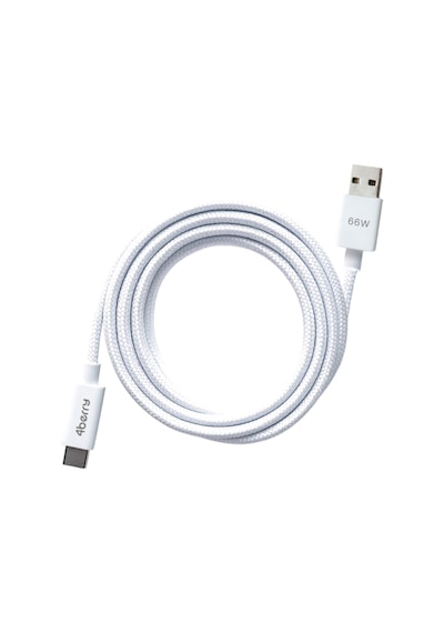 4berry Eco-ac Beyaz Usb-a Usb-c Örgülü Kablo 66 W Hızlı Şarj, Dayanıklı