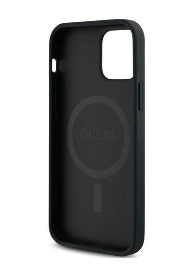 Apple Uyumlu iPhone 12 Pro Uyumlu Kılıf Guess Lisanslı Magsafe Şarj Özellikli Small 4g Classic Kapak Siyah -