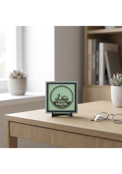 Klasik Scooter Silüetli Dekoratif Parça, Yaşam Alanınıza Retro Ve Modern Bir Dokunuş 10x10 Cm