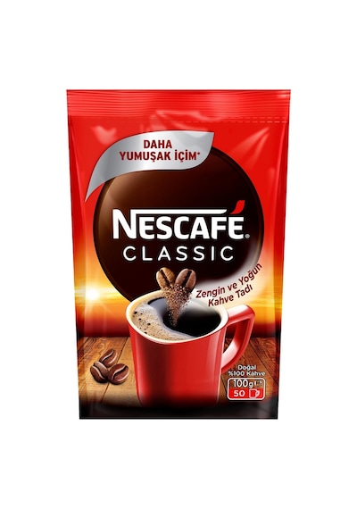 Nescafe Classic Çözülebilir Kahve Eko Poşet 100 G - %100 Doğal Robusta 6'li Avantaj Paketi - 6 Tarı Çekirdek Kahve