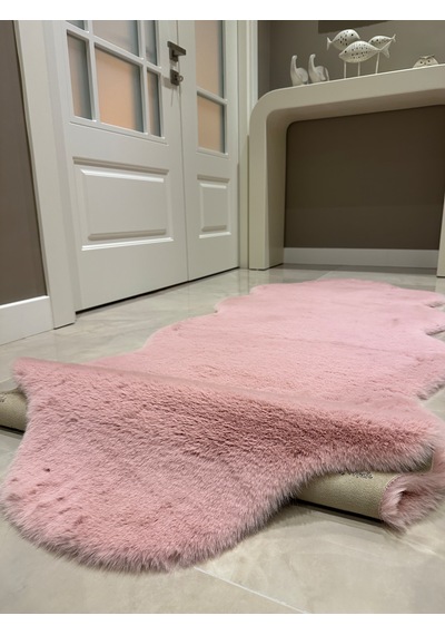 Ultra Soft Pembe Yumuşak Dokulu Peluş Halı Çift Kafa Post