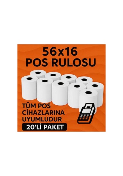 Termal Pos Yazarkasa Rulosu 56x16 100 Adet Beyaz - 936975101