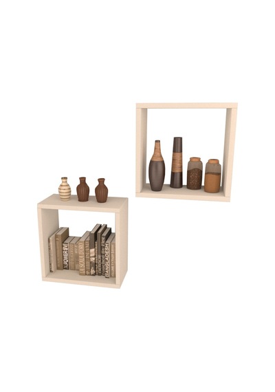 Rafkestir 2 Li Kare Raf Set Beyaz ( Mat )