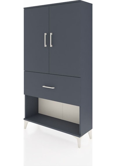 Arges Dolap Tek Raflı Tek Çekmeceli Tek Askılı 88x30x163 Antrasit-antrasit Antrasit