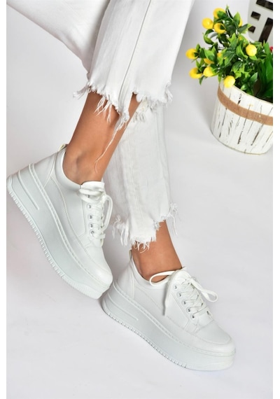 Fox Shoes P274117509 Beyaz Yüksek Tabanlı Kadın Spor Ayakkabı Sneakers Beyaz
