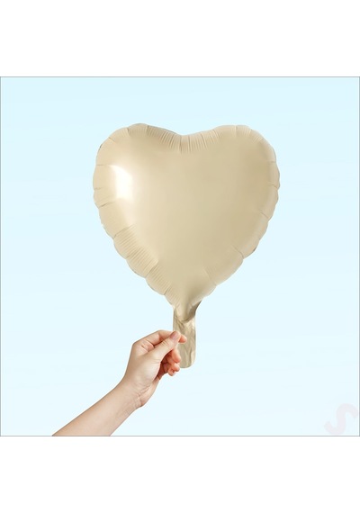 Kalp Folyo Balon, 45cm - Bej