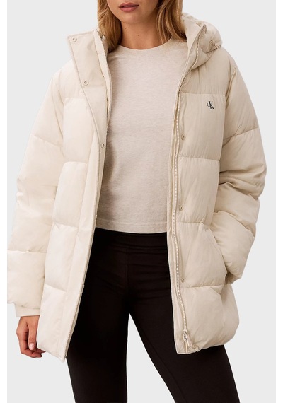 Calvin Klein Kadın Marka Logolu Bel Kemerli Çift Fermuar Cepli Bej Mont Lv047d507g 67u