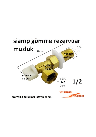 Siamp Gömme Rezervuar Musluğu 1/2 Büyük Tip Kuyruklu Prinç İç Mus
