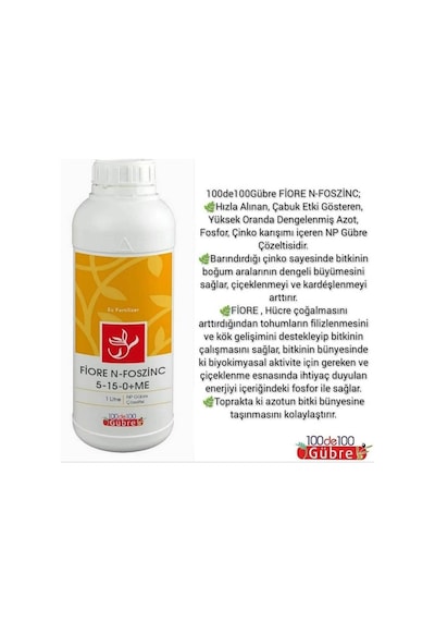 Sıvı Azot Fosfor Çinko Gübre Fiore  Foszinc 5-15-0+Me (5 L)