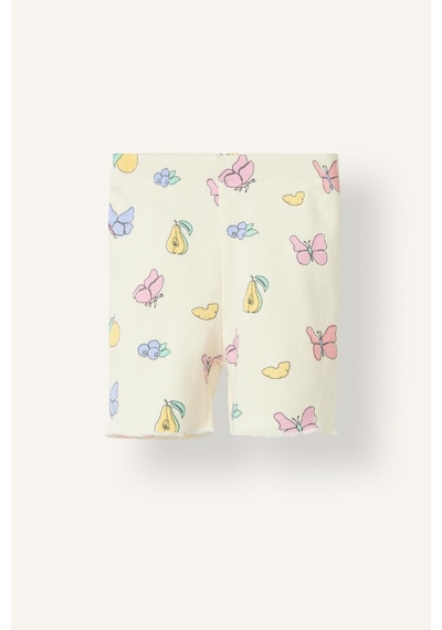 Defacto Baskılı Kıvırcık Kenarlı Fitilli Kaşkorse Şortlu 2li Pijama Takımı Kız Bebek H9310a526smwt46 Beyaz-wt46