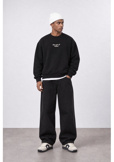 Respire Erkek The Art Of Patch Detaylı Oversize Sweatshirt Siyah