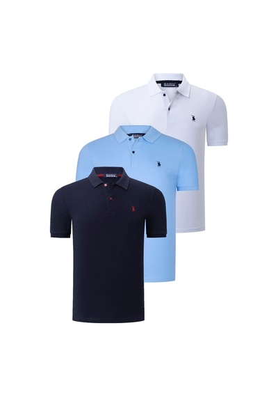 Üçlü Set T8561 Dewberry Erkek T-shırt-lacivert-beyaz-açık Mavi