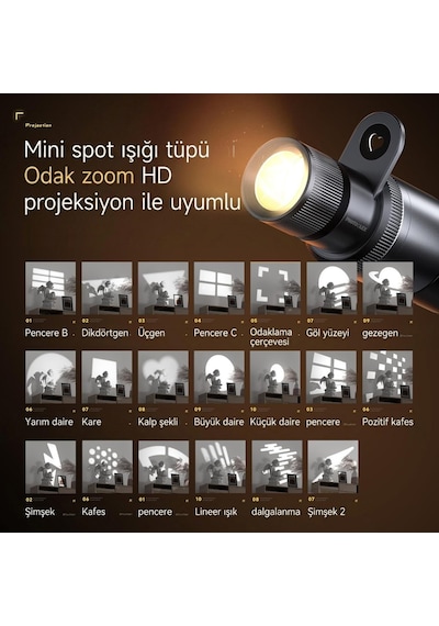 Photoolex Zoom Light Pro 12w Rgb Led Spotlight Gobo Fotoğraf Işığı - Tf-ls-083fs-g-pl
