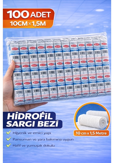 Hidrofil Sargı Bezi 10x150 Cm 100 Adet Hastane Tipi Yüksek Emici Medikal Bandaj
