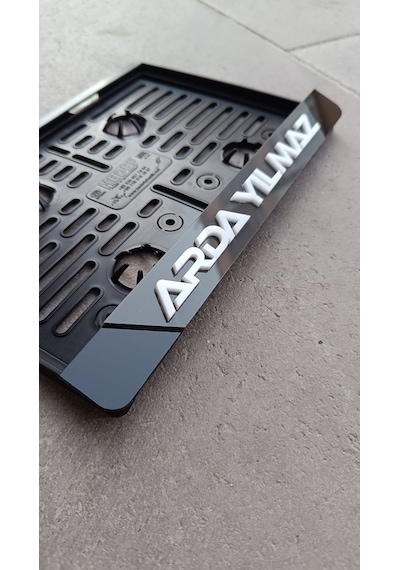 Lüx Motorsiklet Plakalığı - İsme Özel 3d Kabartma Gri Motor Plakalığı İsimli Motor Plakalık