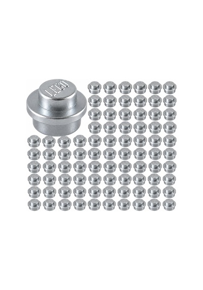 Yedek Parçalar: Plate Round: 100 Adet 1x1 Plate Round Parts Metallic Silver - Gümüş 4073