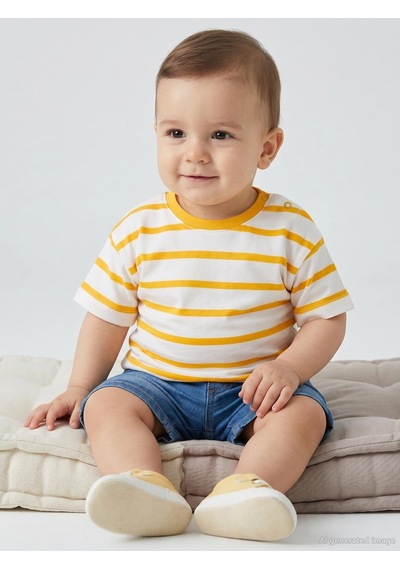 Civil Baby Çizgili 6-18 Ay Tişört - Hardal