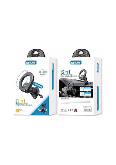 Havalandırma Ve Düz Zemin Araç İçi Telefon Tutucu Go Des Gd-hd318 Magsafe Magnetik 360 Dönebilen