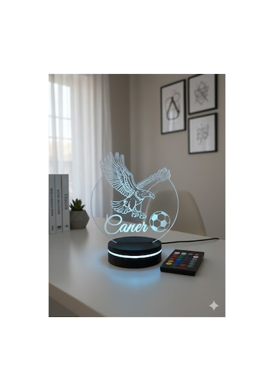 Kişiye Özel Kartal Futbol Temalı Renk Değiştiren Rgb 3d Led Lamba Dekoratif Masa Gece Lambası