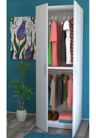 Bahar Giyinme Dolabı - Çok Amaçlı Dolap - Gardırop 60 Cm-2 Kapaklı