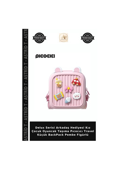 Astrid T Delux Serisi Arkadaş Hediyesi Kız Çocuk Oyuncak Taşıma Pıcocıcı Travel Küçük Backpack Pembe Figürlü