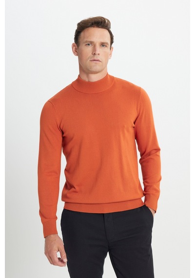 AC&Co / Altınyıldız Classics Erkek Standart Fit Normal Kesim Yarım Balıkçı Yaka Triko Kazak Kiremit AC&Co / Altınyıldız Classics Erkek Standart Fit Normal Kesim Yarım Balıkçı Yaka Triko Kazak Kiremit