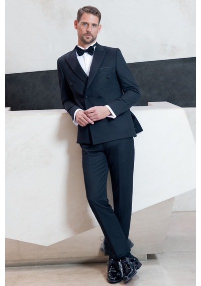 Morven Erkek Siyah Kruvaze Sivri Çıkma Yaka Slim Fit Damatlık 25mc055001001 Siyah