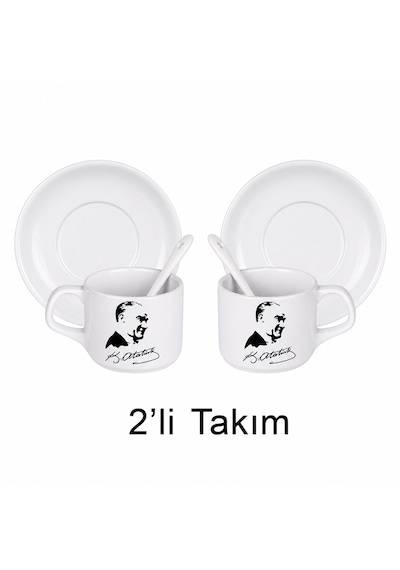 Atatürk Fincan 2'li Beyaz