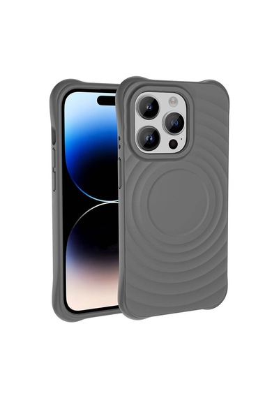 Kilifone - İphone 14 Pro Uyumlu Kılıf Magsafe Özellikli Airbagli Mat Görünümlü Hepi Kapak - Gri - T32161