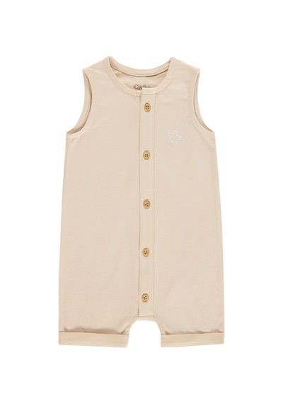 Civil Baby Yıldız Nakışlı 3-12 Ay Tulum - Kahverengi Taba