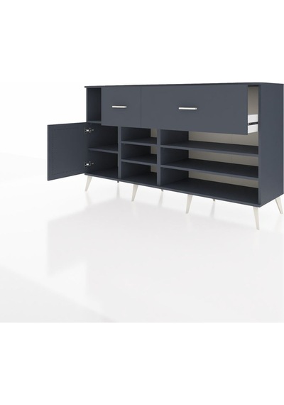 Hyperion Konsol 6 Raflı 2 Çekmeceli Tek Kapaklı 176x44x99 Antras Antrasit-antrasit Hyperion Konsol 6 Raflı 2 Çekmeceli Tek Kapaklı 176x44x99 Antras Antrasit-antrasit
