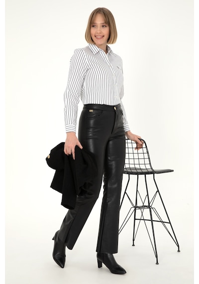 U.S. Polo Assn. Kadın Siyah Kanvas Pantolon 50290878-VR046
