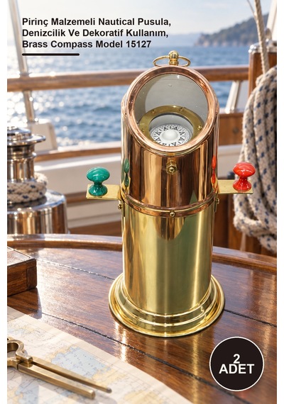 2 Adet Pirinç Filika Pusulası Pirinç Malzemeli Nautical Pusula, Denizcilik Ve Dekoratif Kullanım, Brass Compass Model 15127