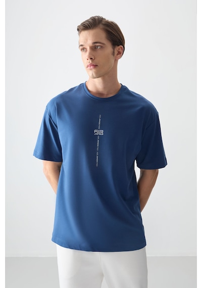 Air Jones Tommy Life Parlament Pamuklu Kalın Yumuşak Dokulu Oversize Fit Baskılı Erkek T-shirt - 88373 Parlament
