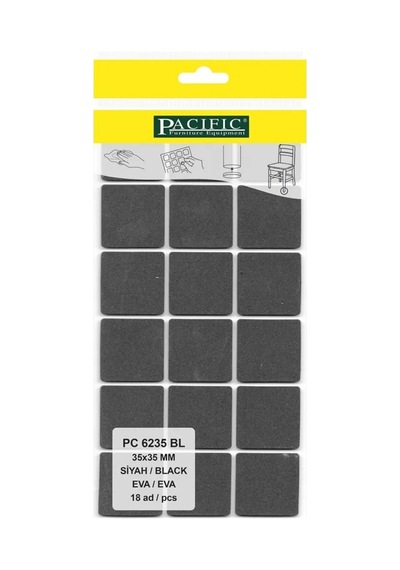 Cateksss Pacific Kare Yapışkanlı Sandalye Koltuk Mobilya Ayak Keçesi Felt 35x35 Mm Siyah - 60 Lı Paket