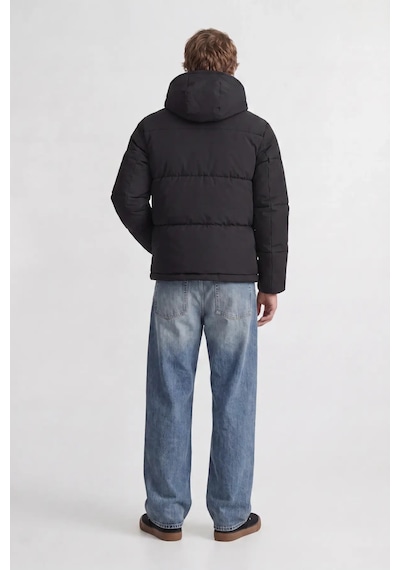 Jack & Jones Erkek Jjgalaxy Kapüşonlu Şişme Mont 12303930 Siyah