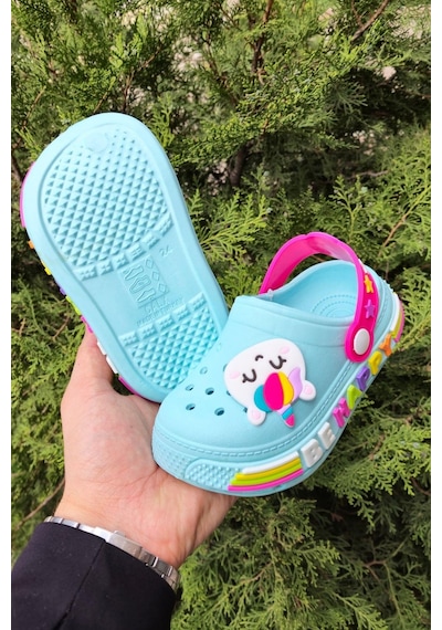 Unicornlu Kaydırmaz Taban Çocuk Terlik Turkuaz Turkuaz