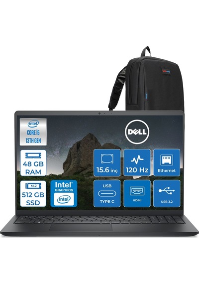 Dell Pro 15 Essential PV152501334UF22 i5-1334U 48 GB 512 GB SSD 15.6" Dos Dizüstü Bilgisayar + Zetta Çanta