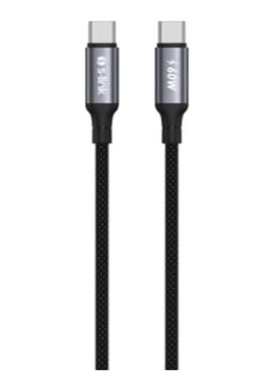 S-link Armor Cc-01 60w 1.2m Type-c To Type-c Pd Örgülü Metal Başlıklı Siyah Hızlı Şarj Kablosu