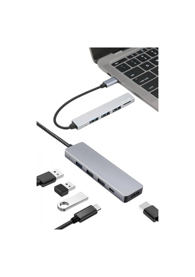 Apple MacBook Pro/air Uyumlu Usb Type-c 8 In 1 Hub Dönüştürücü Çevirici Çoklayıcı Usb Hdmı Micro Sd 8 Giri