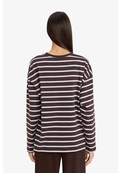 Defacto Loose Fit Bisiklet Yaka Sweatshirt F7758ax25aubn338 Kahve-bn338