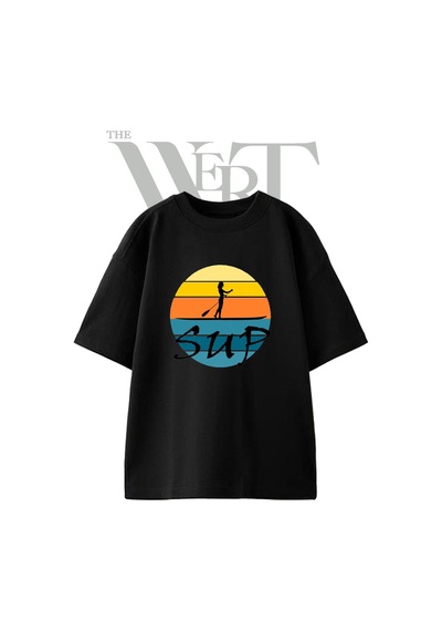 Thewert Sup Tasarım Baskılı Ünisex Siyah Oversize T-shirt