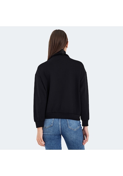 Slazenger VIDAL Oversize Kadın Dik Yaka Oversıze Siyah Sweatshirt