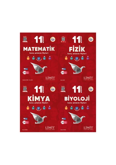 Limit 2027 11. Sınıf Matematik + Fizik + Kimya + Biyoloji Konu Anlatım Föyleri Seti 4 Kitap Maarif Model
