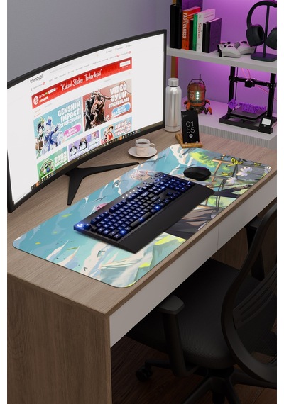 Sousou No Frieren Anime V2 - 90x40 Xxl Gaming Kauçuk Kaymaz Taban Mouse Pad Fare Altlığı