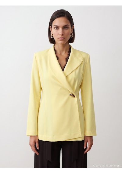 Dilvin 60814 Gold Düğmeli Blazer-sarı
