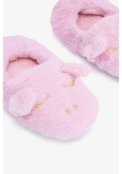 Penti Açık Pembe Kız Çocuk Unicorn Desenli Nakışlı Ev Patiği