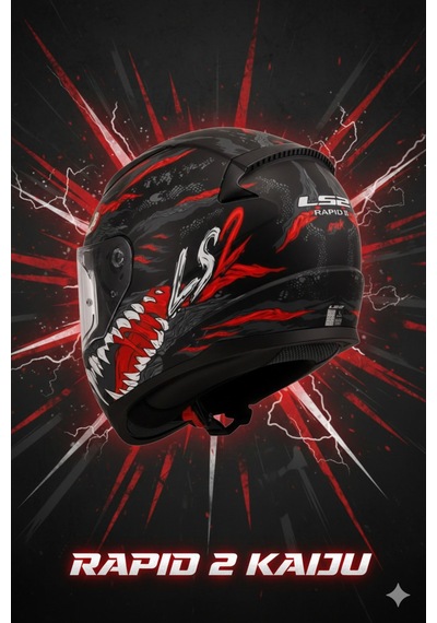 Rapid Iı Kaiju Özel Tasarım Full Face Kask - Canavar Desenli - Rapid Iı Kaiju